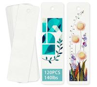 Watercolour Paper Blank Bookmarks 120 Sheets, 140lb/300GSM Cotton Cold Press Water Colour Paper Block for Students Adults Artists Drawing Painting, White, 5 x 15 cm