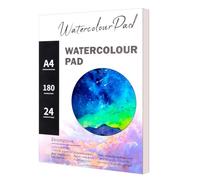 Watercolour Paper Pad A4, 24 Sheets Watercolour Paper, Cold-Pressed Texture, Watercolour Sketchbook for Painting, Drawing, Sketching and Mixed Media