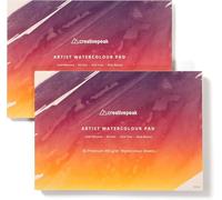Watercolour Paper Painting Pad (64 Sheets, A4 Size (21x29.7cm), 2 PK) Premium 300 GSM Thick Professional Sketchbook for Mixed Media, Smooth & Slightly Textured Minimizes Bleeding by CreativePeak