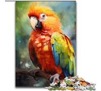 Watercolour Parrot 1000Pc Adults Jigsaw Puzzle Wooden Jigsaw Puzzles for Adults Challenging DIY Brain Teaser for Teenagers size 50x75cm