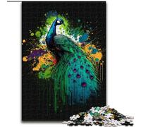 Watercolour Peacock Jigsaw Puzzles for Adults Teenagers Jigsaws Puzzle, Interesting Stress Reduction Parent-child Interaction (26x38cm)