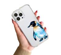 Watercolour Penguin Art Silicone Y2K Clear TPU Custom Compatible With iPhone 11 12 13 14 15 16 16E 17 XR X SE 7 8 Air Pro Max Plus Mini S22 S23 S25 S26 Impact Case Personalised Name Cover