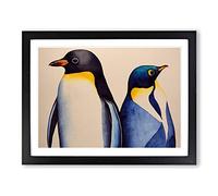 Watercolour Penguins Framed Wall Art Print A2 Black