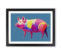 Watercolour Pig Abstract Framed Wall Art Print A2 Black