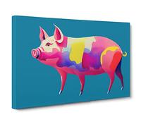 Watercolour Pig Vol.2 Canvas Print | Gallery Wrapped 30mm Frame Wall Art | 30x20 inches | Ready to Hang | Abstract Animals Picture | Living Room Bedroom Lounge Office