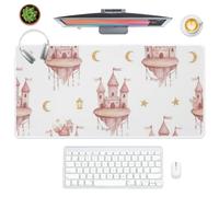 Watercolour Pink Castles Desk Pad XXL Mouse Mat Non-Slip Gaming Mouse Pad 80 X 40 cm Large Mousemat Office Accessories for Desk Gifts Mousepad for Office Home Computer Laptop