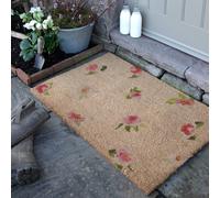 Watercolour Pink Flowers Coir Doormat (90 x 60cm) Artsy Mats Brown 60cm x 90cm