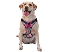 Watercolour Pink Flowers No Pull Dog Harness Adjustable Reflective Oxford Easy Control Medium Large Dog Harness