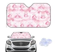Watercolour Pink Piglet Car Windscreen Cover Sunshades, Frost Car Window Cover for Winter, Accessories Screen for Ice New Driver Gifts Wind Screen Protector Windshield Suv Van (135× 60 cm)