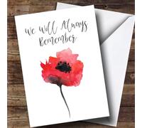 Watercolour Poppy Personalised Remembrance Day Card - Personalised Remembrance Day Card, For Army Soldier, Veteran, Thank You For Your Service