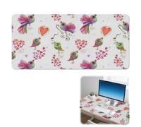 Watercolour Rainbow Birds Desk Mat Non-Slip Giant Mouse Mat with Smooth Surface Pu Leather XXL Mouse Pad 90X42 CM Large Mousemat Office Desk Decor Office Gifts Deskpad for School Home Table