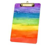 Watercolour Rainbow Gradient Acrylic Clipboard with Gold Low Profile Clip Clip Boards A4 Decor Office Stationery Supplies Gift Clipboards for School Hospital Teacher Student Nurses Woman Men Teens