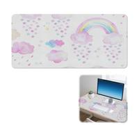 Watercolour Rainbows Desk Mat Non-Slip Extra Large Mouse Mat with Smooth Surface Pu Leather Desk Mouse Pad 90X42 cm Mousemat Office Accessories for Office Gifts Large Mousepad for School Home Table