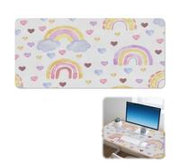 Watercolour Rainbows Desk Pad Non-Slip Extended Mouse Mat with Smooth Surface Pu Leather Desk Mouse Pad 90X42 cm Gaming Mousemat Decor Accessories Gaming Gifts Mousepad for School Home Office Table