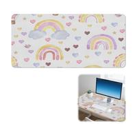 Watercolour Rainbows Desk Pad Non-Slip Large Desk Mouse Mat with Smooth Surface Pu Leather Mouse Pads Gaming 90X42 cm Gaming Mousemat Decor Accessories Gifts Mousepad XXL for School Home Office Table