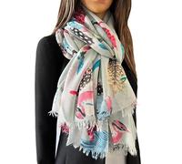 Watercolour Robin Bird Printed Large Fashion Scarf Wraps Shawls Scarves For Ladies Women Oversized, Sketch Birds Scarf, Spring Summer Scarfs, 40th 50th 60th Birthday Present (Pastel Blue)