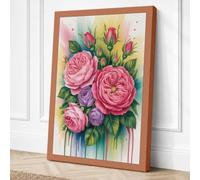 Watercolour Roses Botanical Canvas Wall Art Print 36x24 Inch (91 x 61 cm)