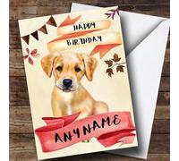 Watercolour Rustic Dog Golden Labrador Puppy Personalised Birthday Card - Personalised Birthday Card For Animal, Wildlife & Pet Lovers, Custom Animal Birthday Card