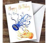 Watercolour Sealife Stunning Octopus Personalised Birthday Greetings Card - Personalised Birthday Card For Animal, Wildlife & Pet Lovers, Custom Animal Birthday Card