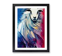 Watercolour Sheep No.2 Framed Print | A3 Black Framed Wall Art | Ready to Hang | Modern Animal Picture | Living Room Bedroom Lounge Office