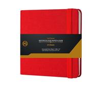 Watercolour Sketchbook Premium 300gsm /140lb 100% Cotton Paper 24 Sheets Off-White Cold-Pressed Sewn Binding 4.8" X 4.8" Album for Artists & Beginners Wet Media and Mixed Techniques-Linen Fabric Red