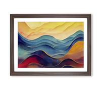 Watercolour Soundwave Art Vol.4 Abstract Framed Print | A3 Walnut Framed Wall Art | Ready to Hang | Abstract Historical Picture | Living Room Bedroom Lounge Office