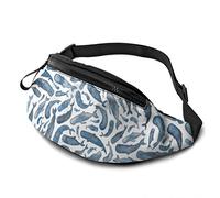 Watercolour Sperm Whales Adjustable Fanny Pack Waist Bags with Headphone Hole for Sports Workout Traveling Running