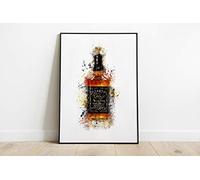 Watercolour Splash Bourbon Whisky Bottle Print Art A5 A4 A3 A2 A1 Maxi Home Decor Fashion Beauty Classic - 5013 (A3-297 x 420 mm)