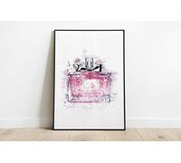 Watercolour Splash Pink Perfume Bottle Print Art A5 A4 A3 A2 A1 Maxi Home Decor Fashion Beauty Classic - 5004 (A2-420 x 594 mm)