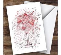 Watercolour Splatter Pink Gin & Berries Glass Personalised Birthday Card | Birthday Card | Design Birthday Card