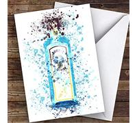 Watercolour Splatter Sapphire Blue Gin Bottle Personalised Birthday Card | Birthday Card | Design Birthday Card