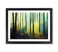 Watercolour Summer Forest Vol.2 Framed Print | A4 Black Framed Wall Art | Ready to Hang | Modern Landscape Picture | Living Room Bedroom Lounge Office