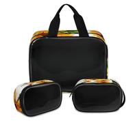 Watercolour Sunflowers Makeup Bag for Women Men, Colour Sunflowers Translucent Cosmetic Bag Wash Pouch Shower Bag 3 Pcs Travel Toiletry Toiletries Cosmetic Organizer