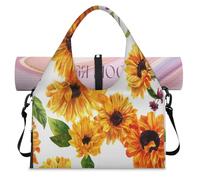 Watercolour Sunflowers Sports Duffel Bag for Women Men Colour Sunflowers Weekend Overnight Bag with Shoe Compartment Shoulder Tote Luggage Bag for Yoga Gym Travel