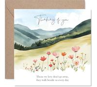 Watercolour Sympathy Card for Women Men - Floral Countryside - Mourning Bereavement Cards for Adults, 145mm Condolences Thinking of You Greeting Cards
