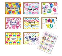 Watercolour Thank You Cards Multipack - 8 Unique Designs with Envelopes & Stickers Bulk Greeting Cards for Baby Shower, Wedding, Business, Birthday & Everyday Gratitude (C)