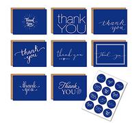 Watercolour Thank You Cards Multipack - 8 Unique Designs with Envelopes & Stickers Bulk Greeting Cards for Baby Shower, Wedding, Business, Birthday & Everyday Gratitude (B)