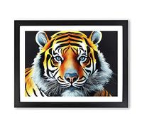 Watercolour Tiger Vol.2 Framed Print | A4 Black Framed Wall Art | Ready to Hang | Modern Animal Picture | Living Room Bedroom Lounge Office