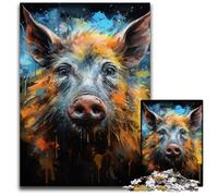Watercolour Wild Boar Jigsaw Puzzle 1000 Pieces cardboard Jigsaw Puzzles for Adults Intricate Design for Teenagers, DIY Decor, And Brain-Boosting Fun 26X38CM/10.23x14.96inch