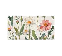 Watercolour Wildflowers Desk Mat 30x60cm, Non-Slip Rubber Base with Stitched Edges, Waterproof Desk Pad for Keyboard & Mouse, Large Mouse Pad for Office Gaming