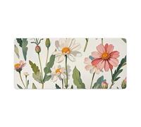 Watercolour Wildflowers Desk Mat 40x90cm, Non-Slip Rubber Base with Stitched Edges, Waterproof Desk Pad for Keyboard & Mouse, Large Mouse Pad for Office Gaming