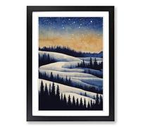 Watercolour Winter Forest Framed Wall Art Print A2 Black