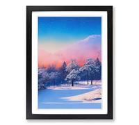 Watercolour Winter Forest Framed Wall Art Print A2 Black