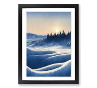 Watercolour Winter Forest Framed Wall Art Print A2 Black