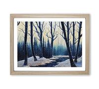 Watercolour Winter Forest Framed Wall Art Print A2 Oak | Ready to Hang, Premium Gi Paper, Fade-Resistant Inks, Securely Packaged, UK Made