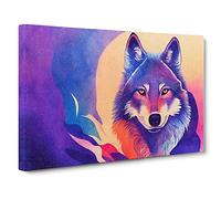 Watercolour Wolf Canvas Wall Art Print 30x20 Inch
