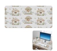 Watercolour Wooden Birdhouses Desk Mat Non-Slip Gaming Mouse Mat with Smooth Surface Pu Leather Desk Size Mouse Pad Mousemat Decor Accessories Gaming Gifts Mousepad for School Home Office Table