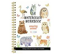 Watercolour Workbook, 14 Patterns of Original DIY Designs, 18.7 x 26cm Water Colour Workbooks, Beginner-Friendly Adult Coloring Books (Animals)