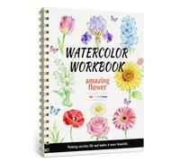 Watercolour Workbook, 14 Patterns of Original DIY Designs, 18.7 x 26cm Water Colour Workbooks, Beginner-Friendly Adult Coloring Books (Flowers)