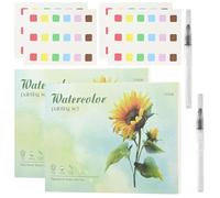 Watercolour Workbook 2 Pack - 40 Pages Watercolour Sketchbook for Adults Beginners with 2 Paint Brushes and Color Swatches, DIY Craft Water Colouring Book, Perforated Nature & Floral Painting Set Pad
